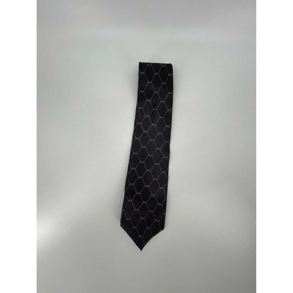 Andrew Fezza New York Mens Silk Tie Charcoal Gray Geometric Diamond Pattern USA